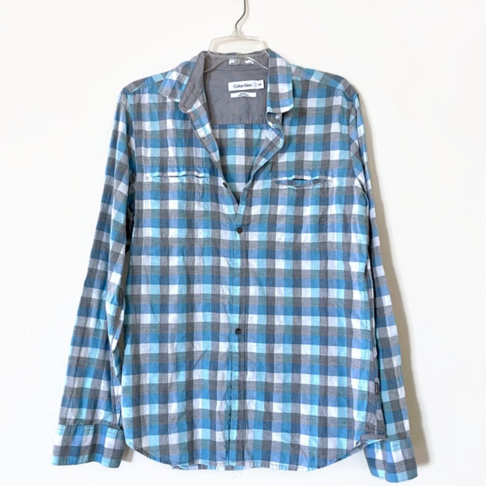 CALVIN KLEIN Checkered button down shirt